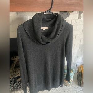 LOFT Dark Charcoal Cowl Neck Sweater